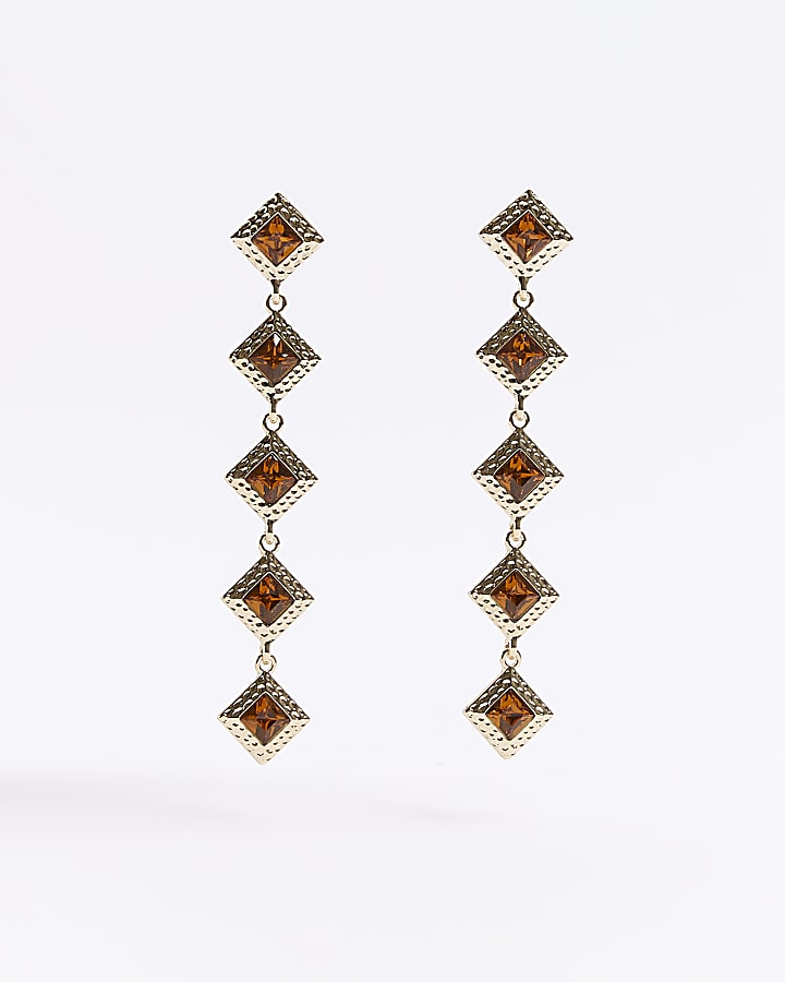 Orange resin drop earrings
