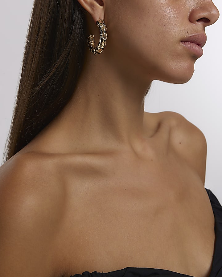 Gold Stud Hoop Earrings