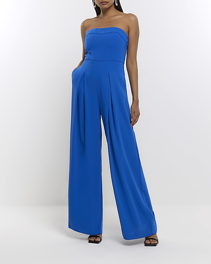 Blue bandeau jumpsuit