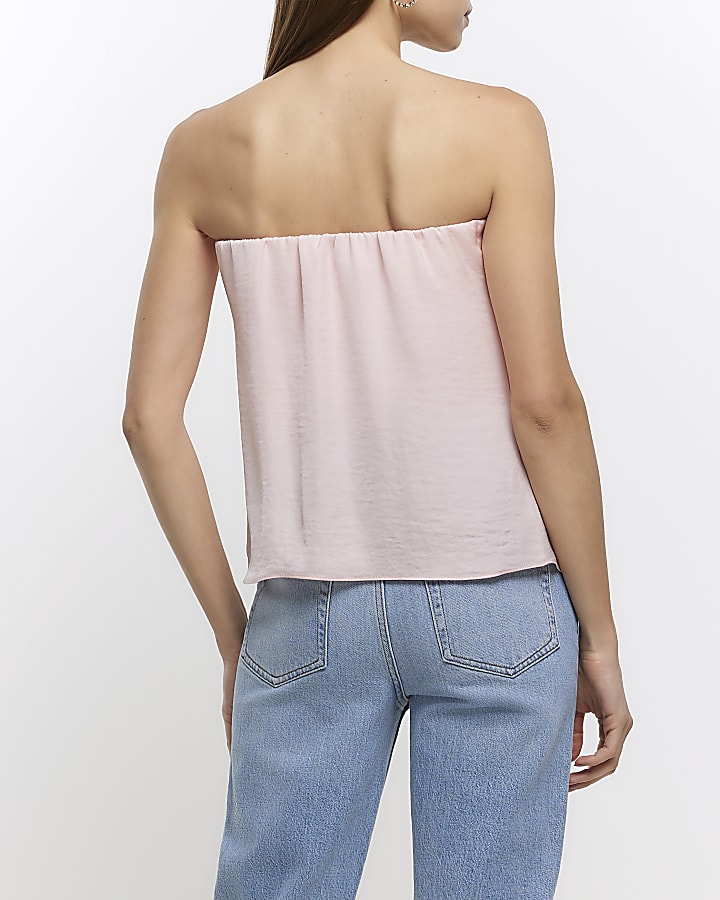 Pink Satin Bandeau Top
