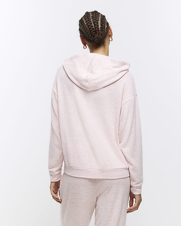 Pink long sleeve lounge hoodie