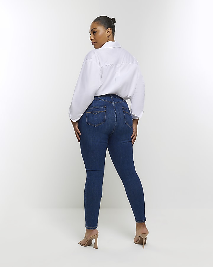 Plus blue high waist bum sculpt skinny jeans