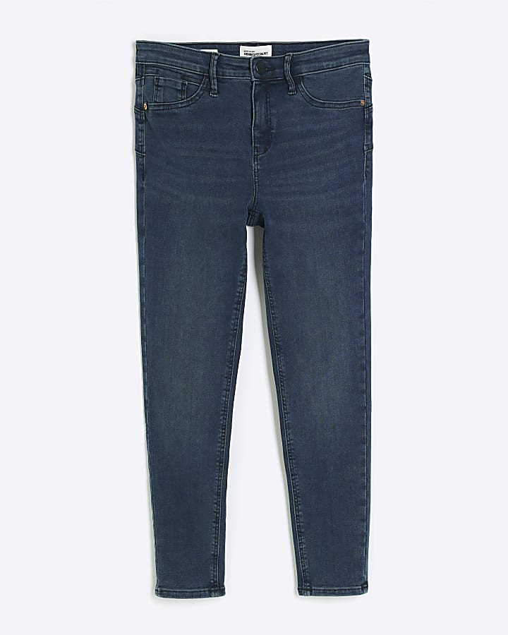 Petite blue mid rise skinny jeans