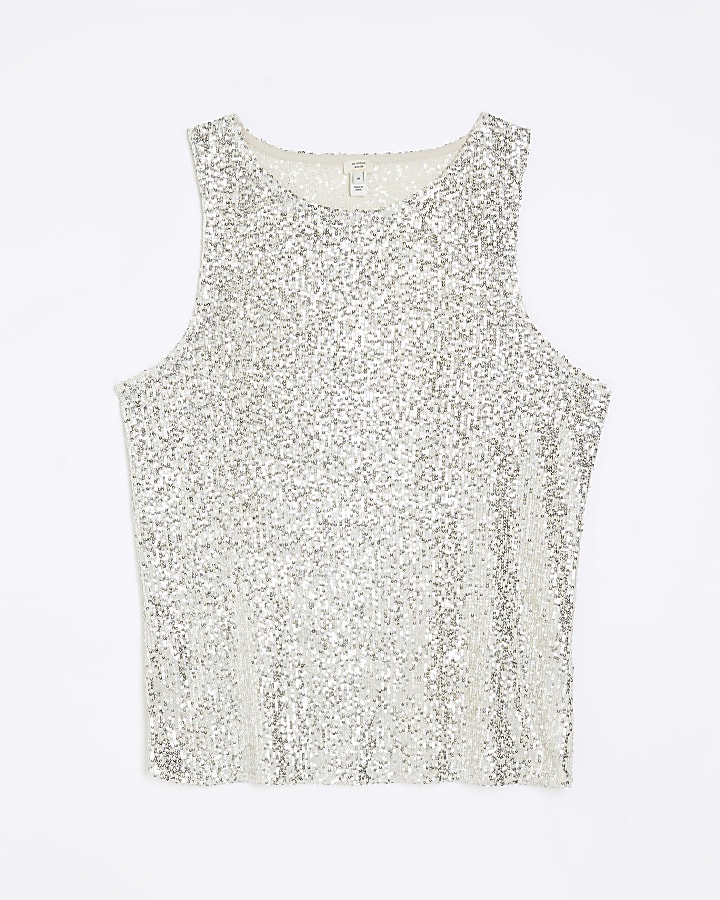 Plus silver sequin tank top