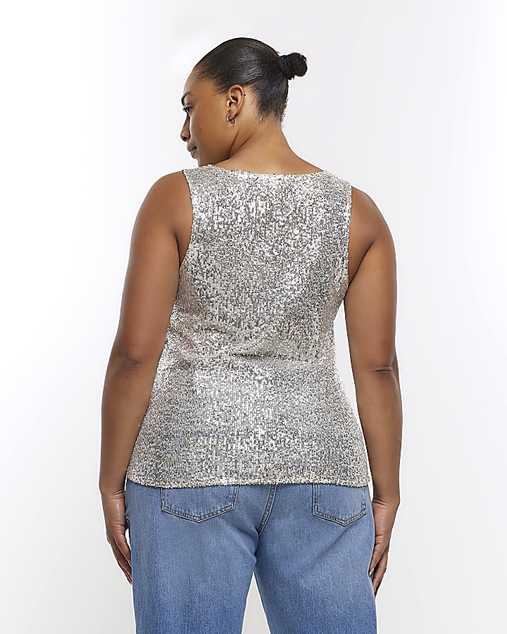 Plus silver sequin tank top