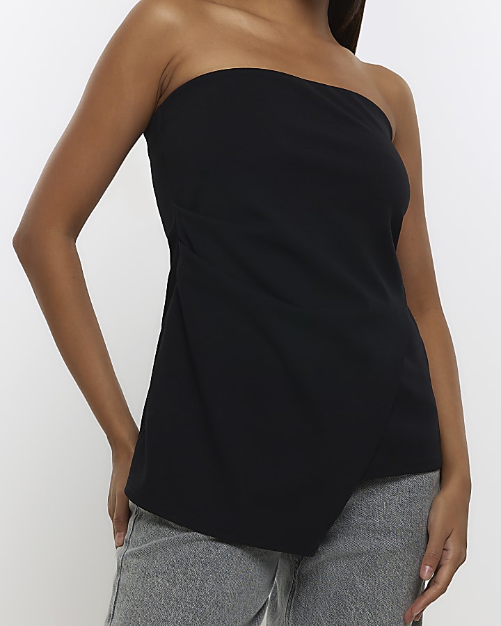 Black bandeau asymmetric top