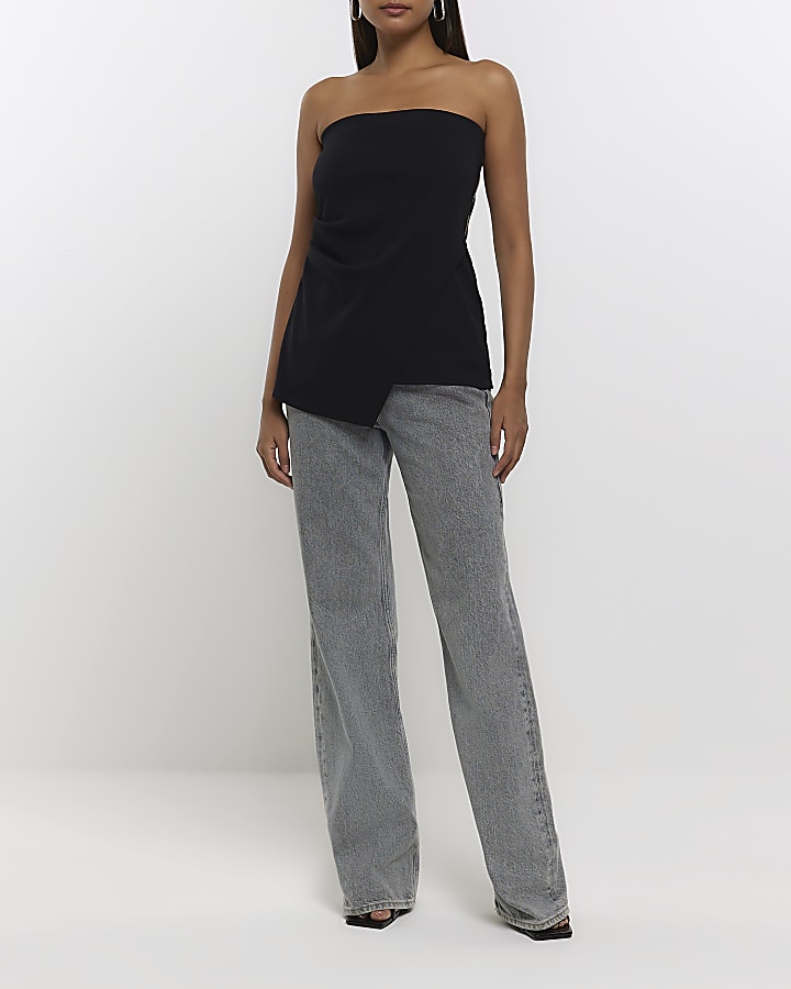Black bandeau asymmetric top