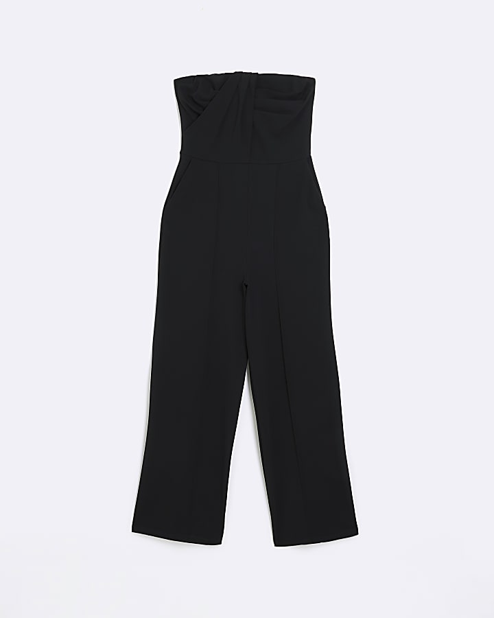 Black twist front bandeau jumpsuit