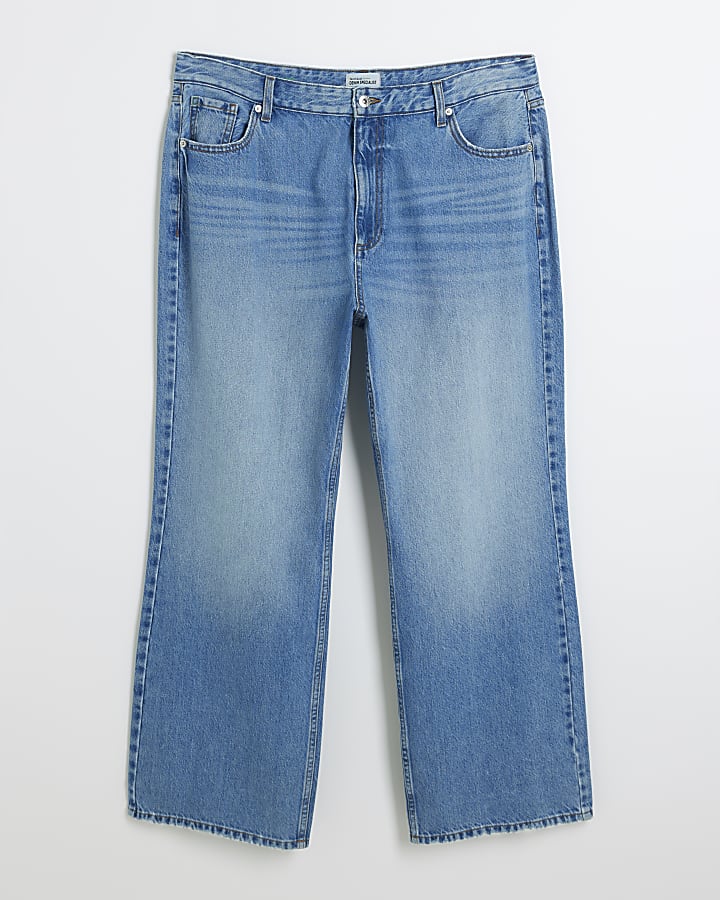 Plus blue high waisted straight leg jeans