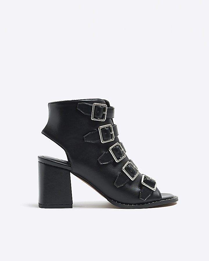 Black buckle heels best sale