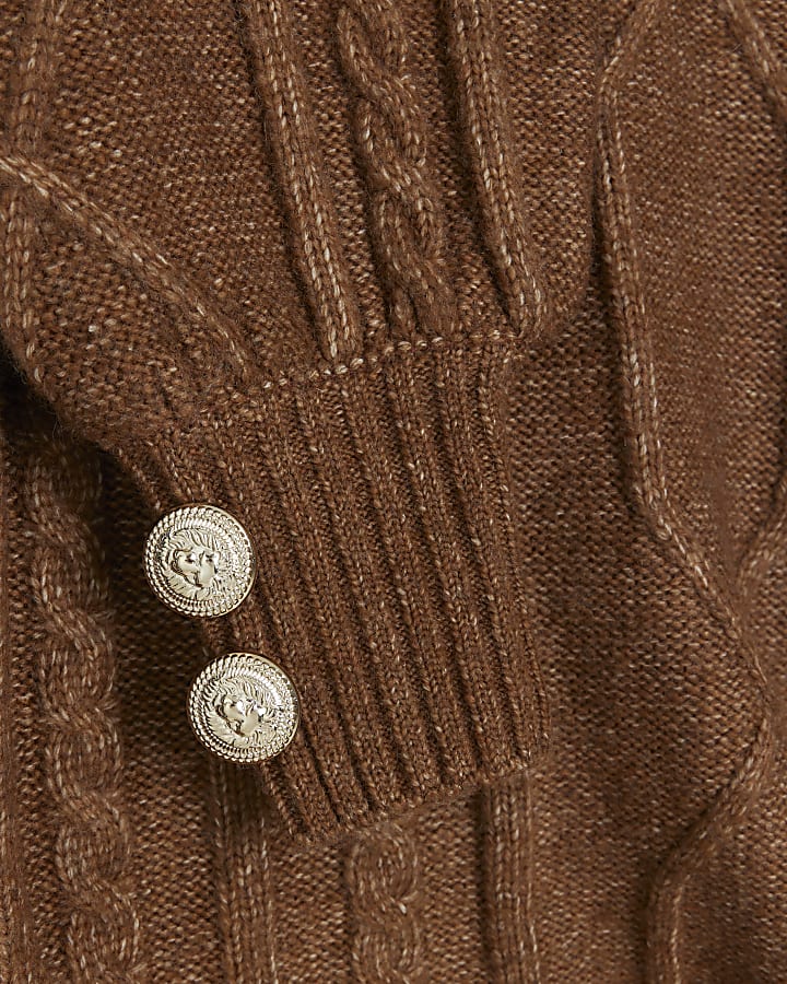 Brown cable knit jumper mini dress