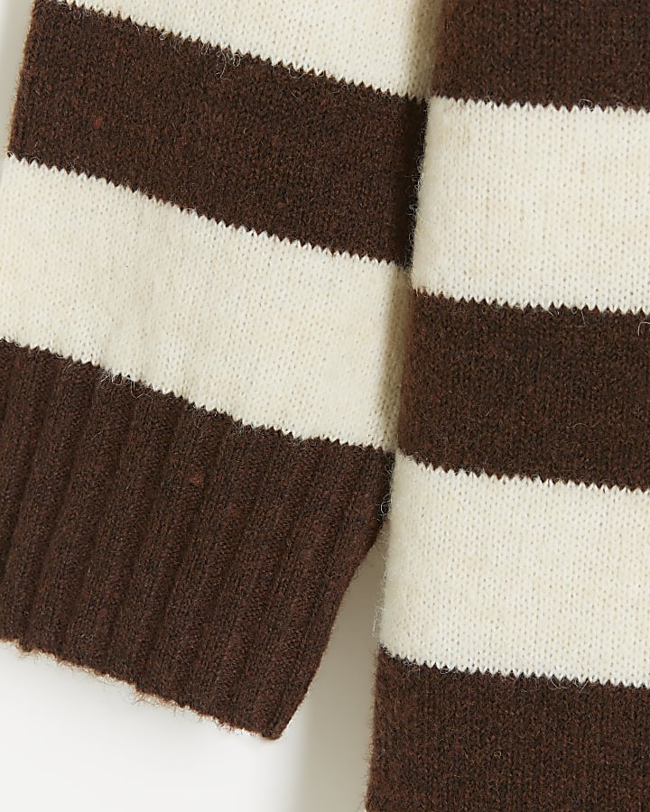 Brown stripe jumper midi dress