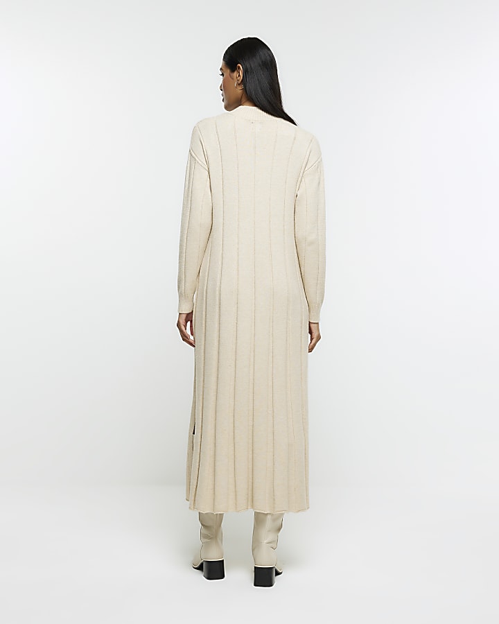 Beige high neck jumper maxi dress