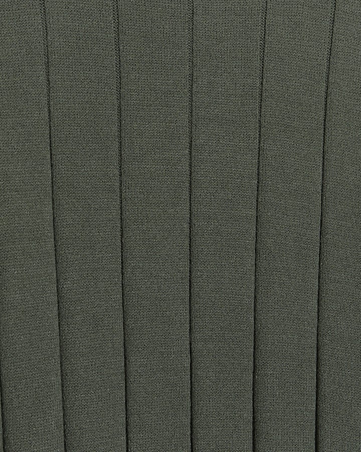 Khaki high neck jumper maxi dress