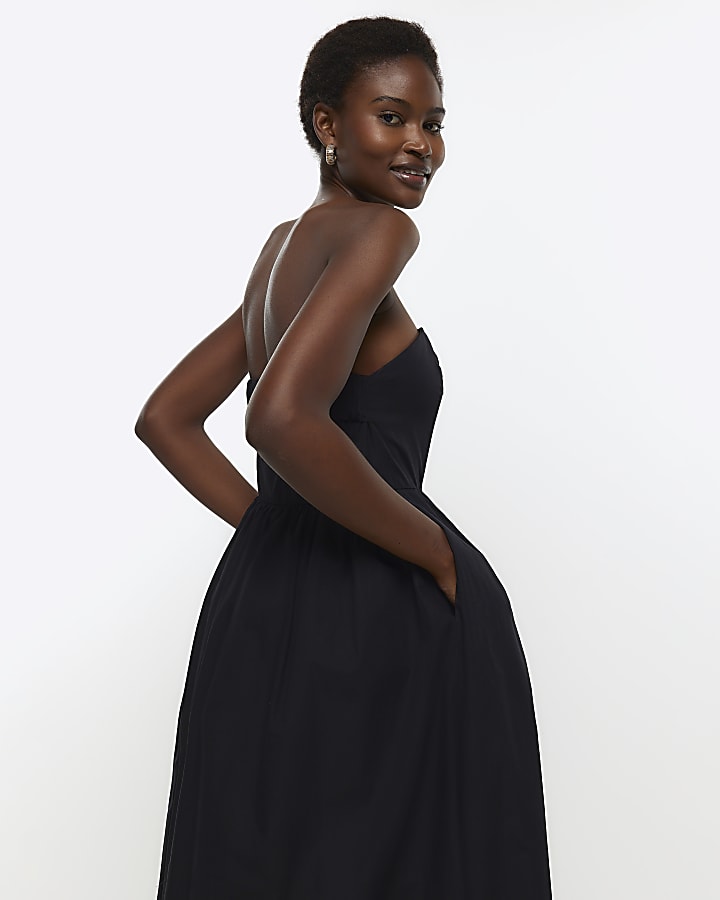 Black bandeau prom maxi dress