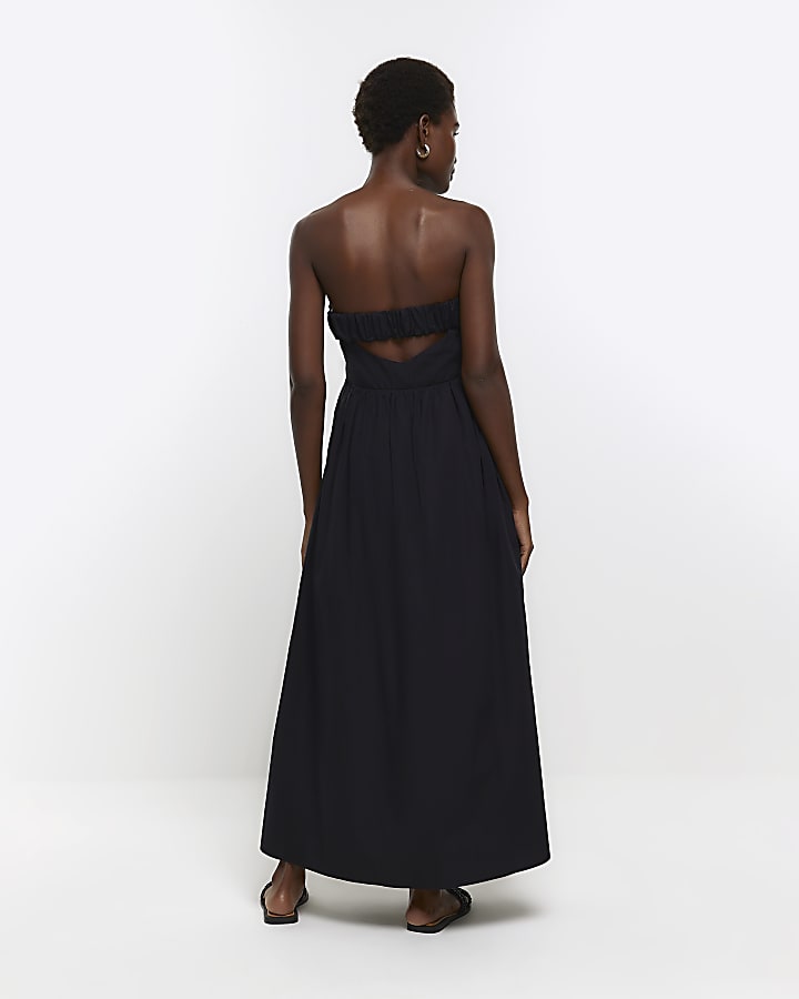 Black bandeau prom maxi dress