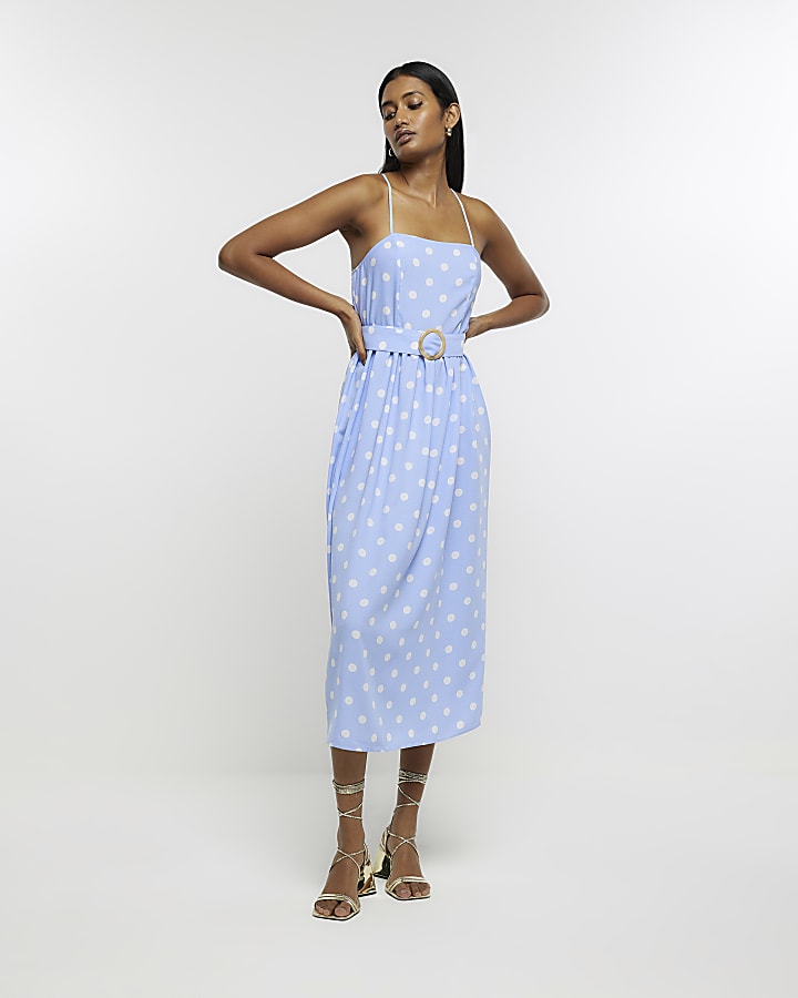 Polka dot dress river island best sale