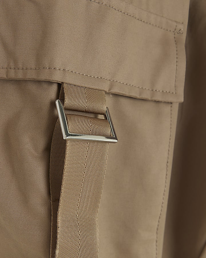 Beige straight leg cargo trousers