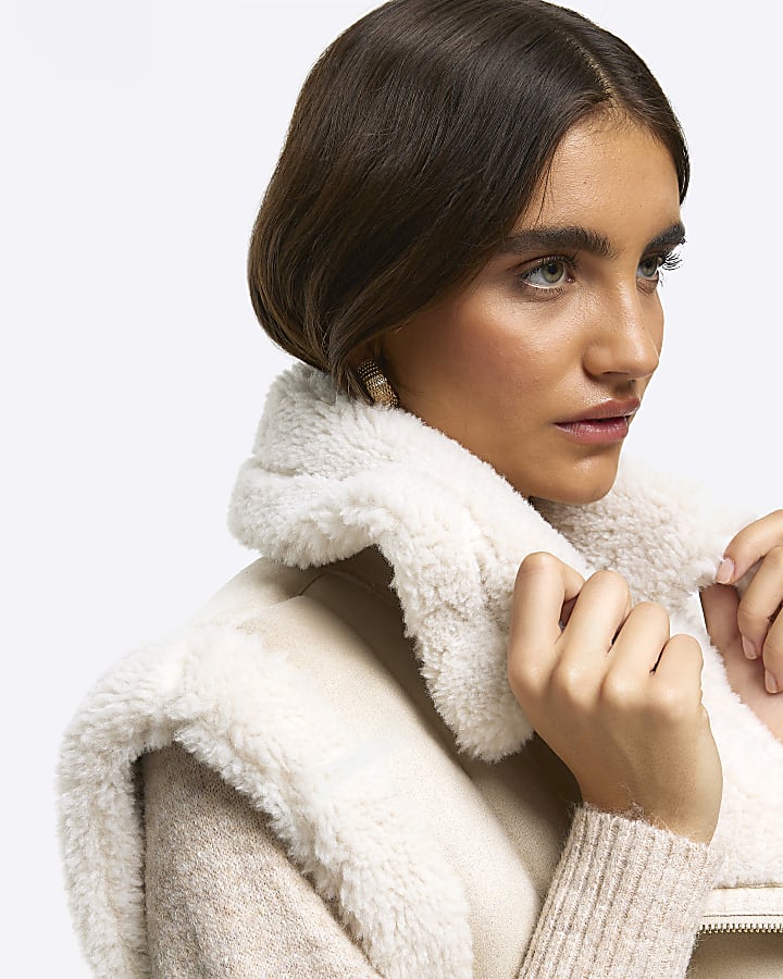 Cream suedette borg lining gilet