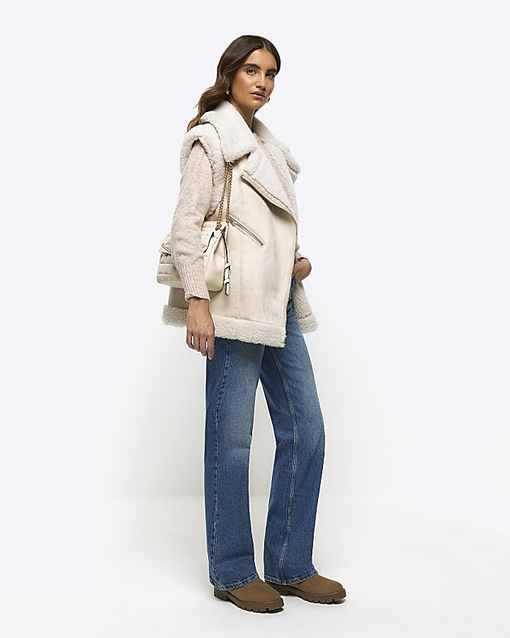 Cream suedette borg lining gilet