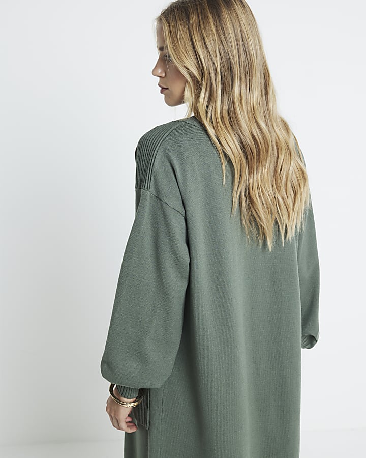 Khaki longline cardigan
