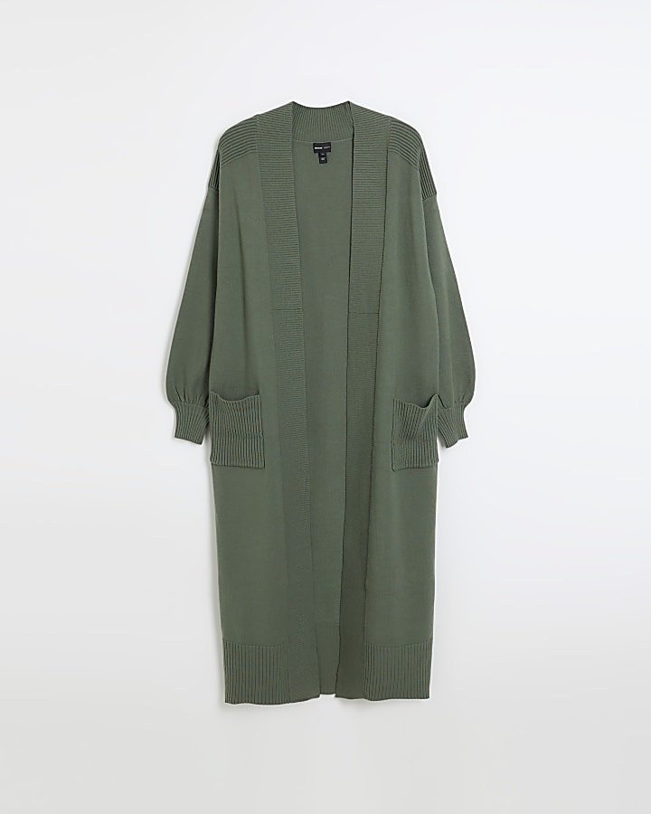 Khaki longline cardigan