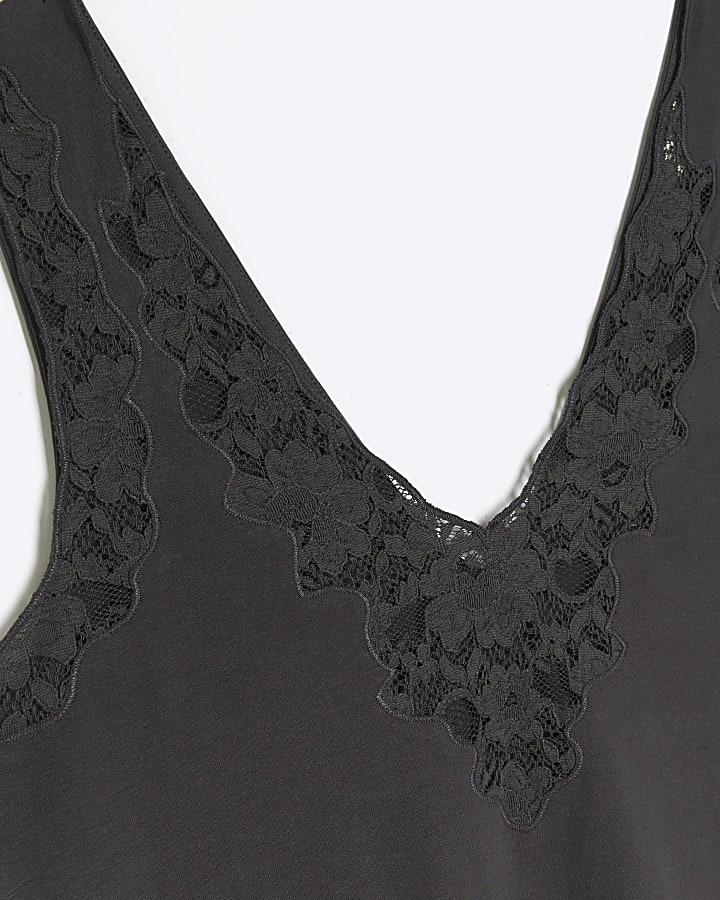 Grey lace trim vest