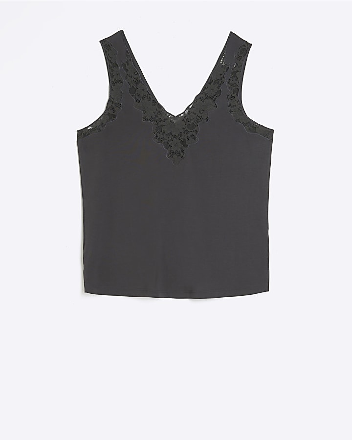 Grey lace trim vest