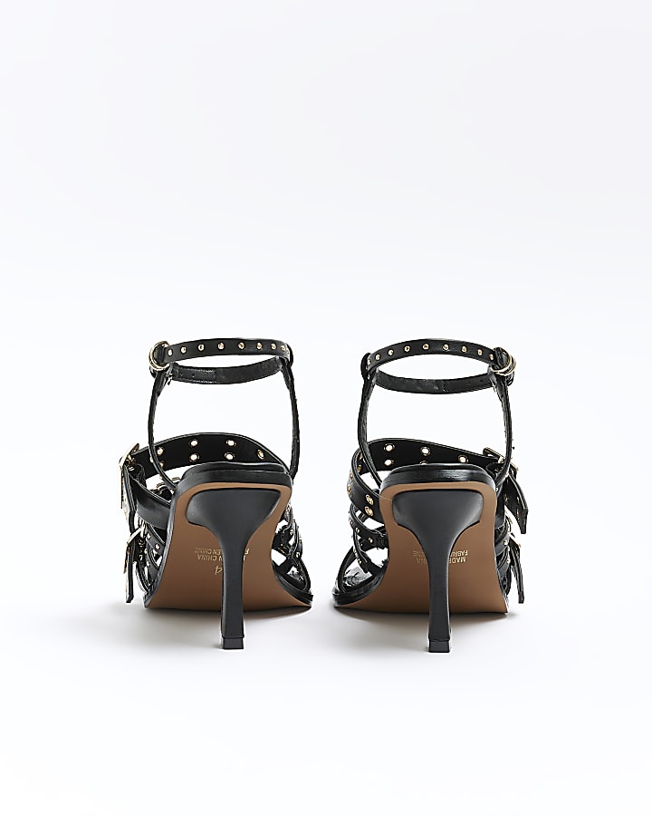 Black buckle heeled sandals