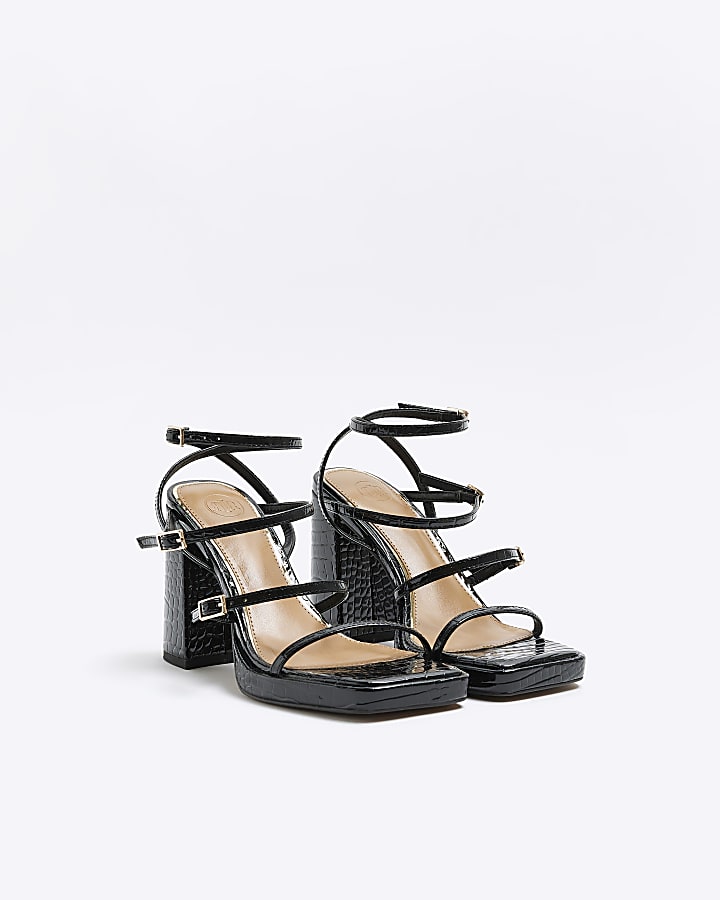 Black buckle platform sandals