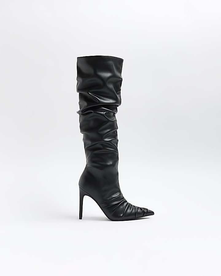 River island black slouch fashion boots