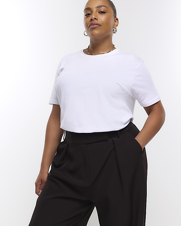 Plus black pleated wide leg trousers