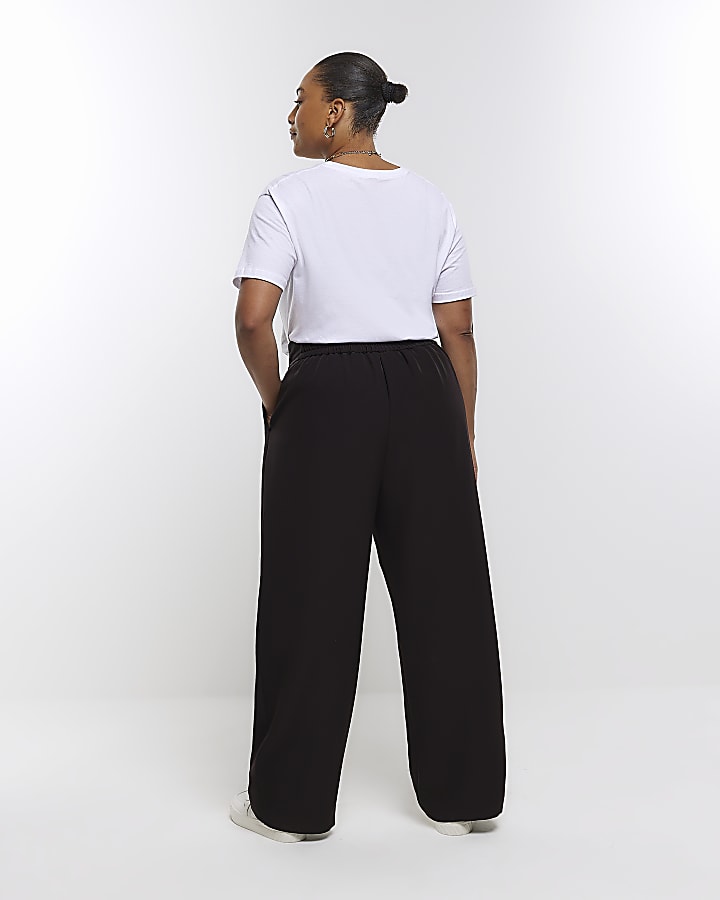 Plus black pleated wide leg trousers
