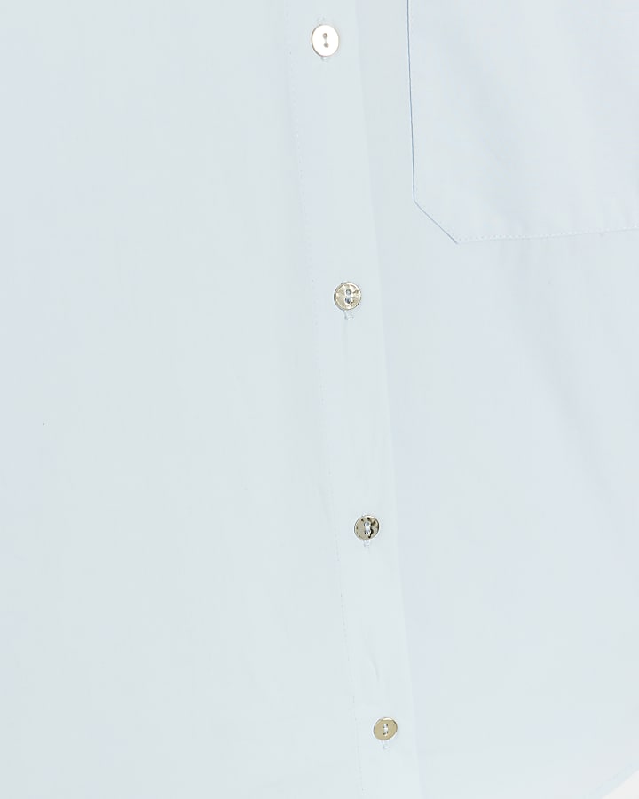Blue poplin long sleeve shirt
