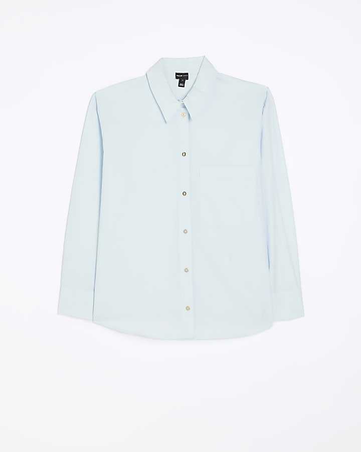 Blue poplin long sleeve shirt