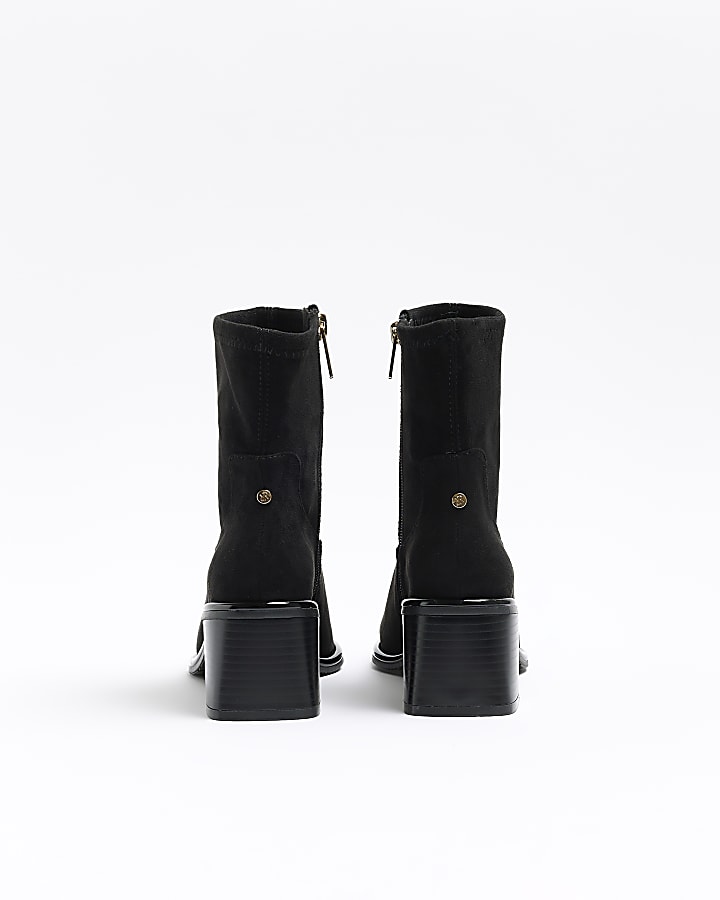Black block heel ankle boots