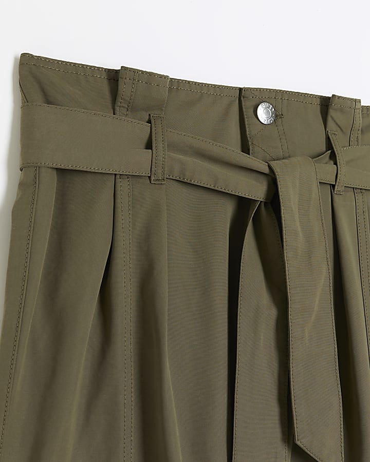 Khaki paperbag high waisted trousers