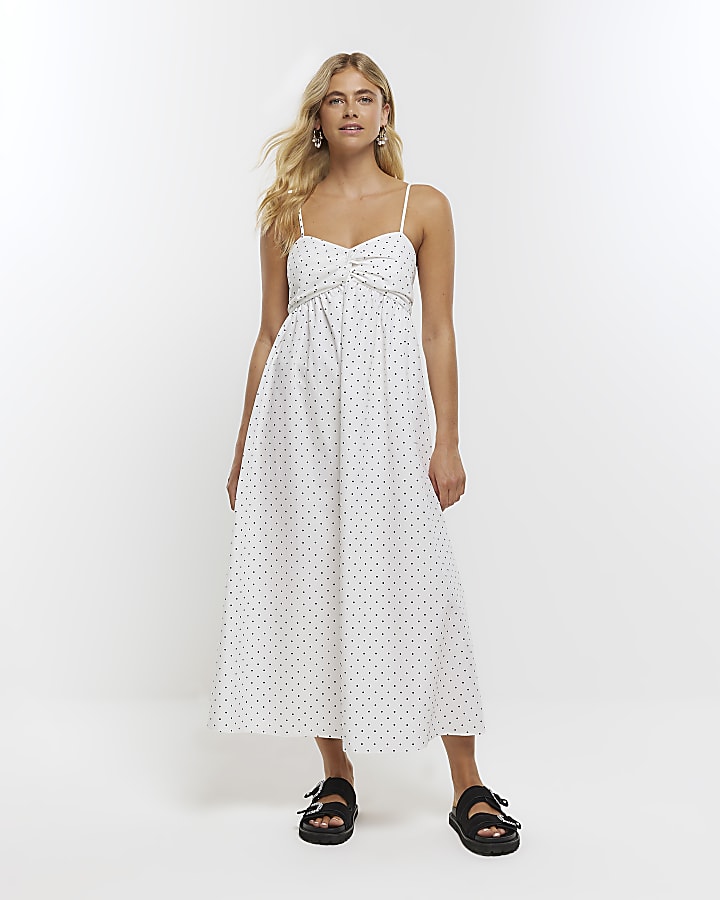 River island white spot dress sales