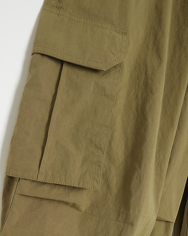 Khaki parachute cargo trousers