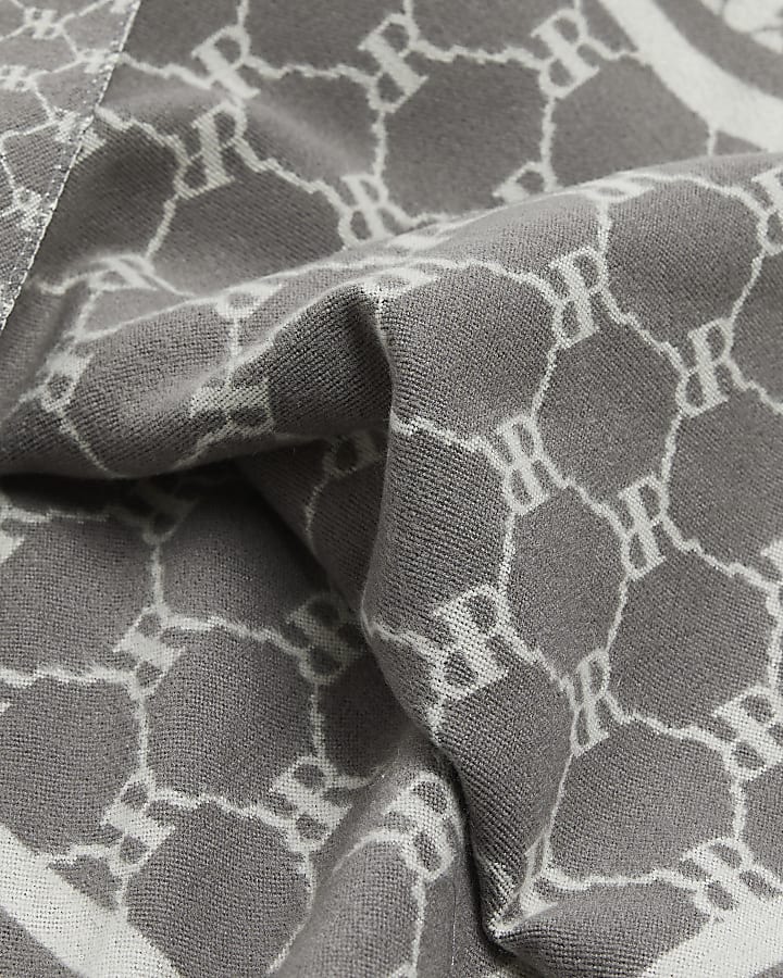 Grey RI reversible monogram scarf