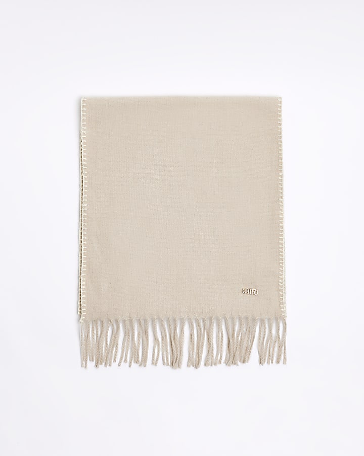 Cream stitch detail scarf