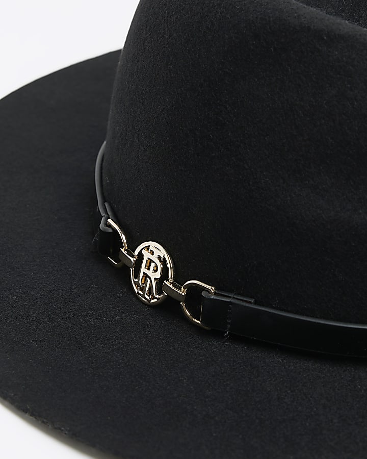 Black wool blend fedora hat
