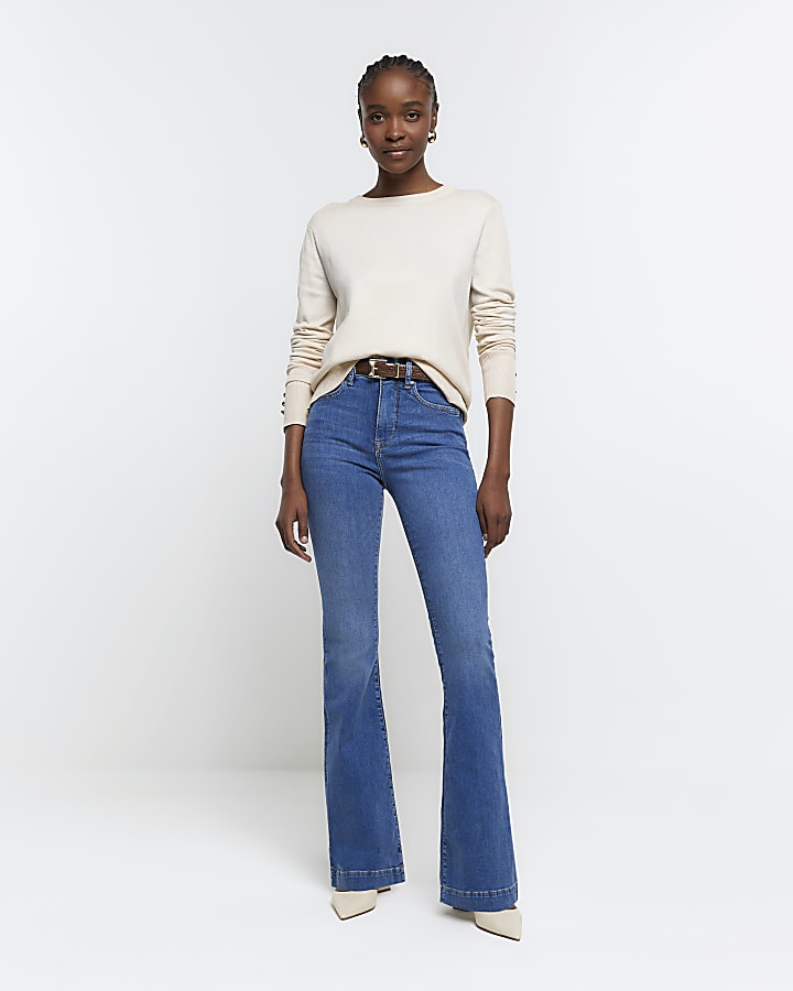 Blue high waisted tummy hold flare jeans