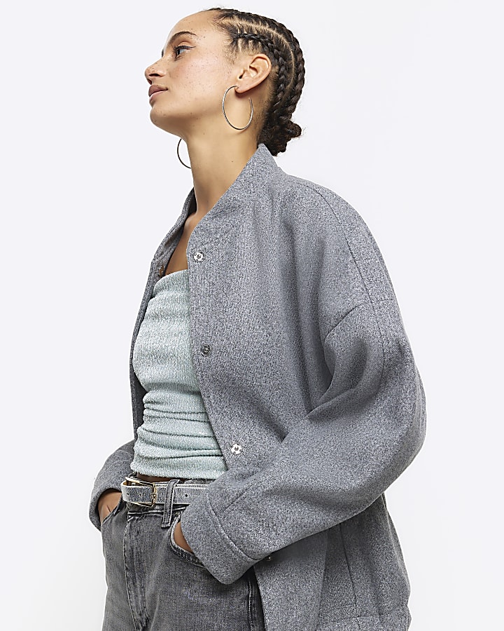 Grey oversized bomber jacket