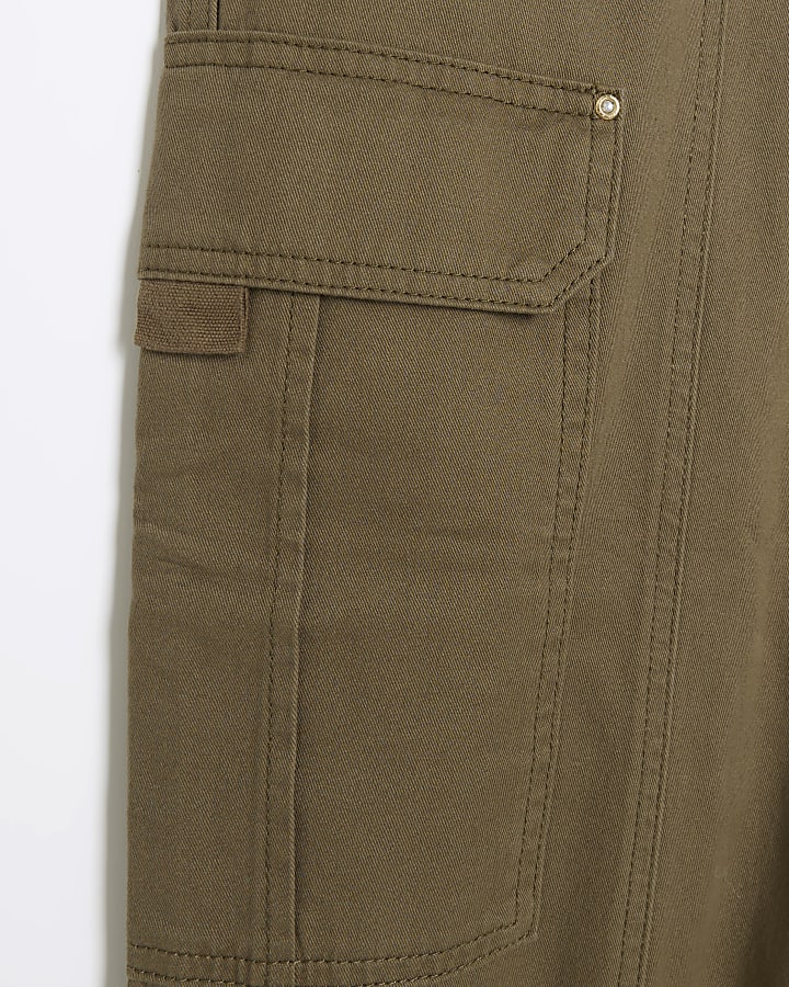 Plus khaki zip cuffed cargo trousers