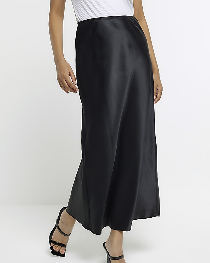 Black Satin Maxi Skirt
