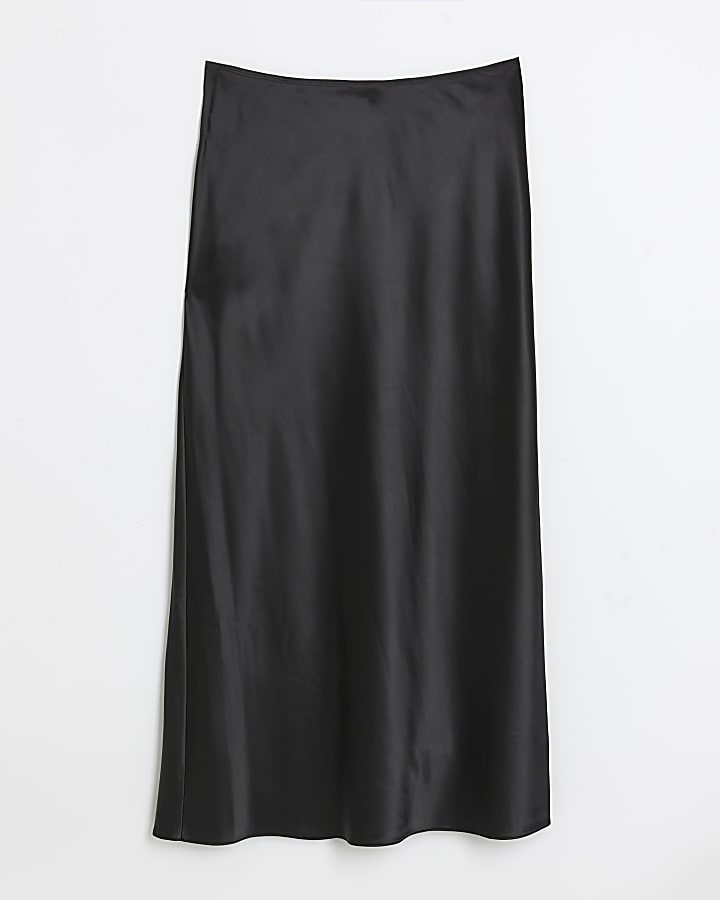 Black Satin Maxi Skirt