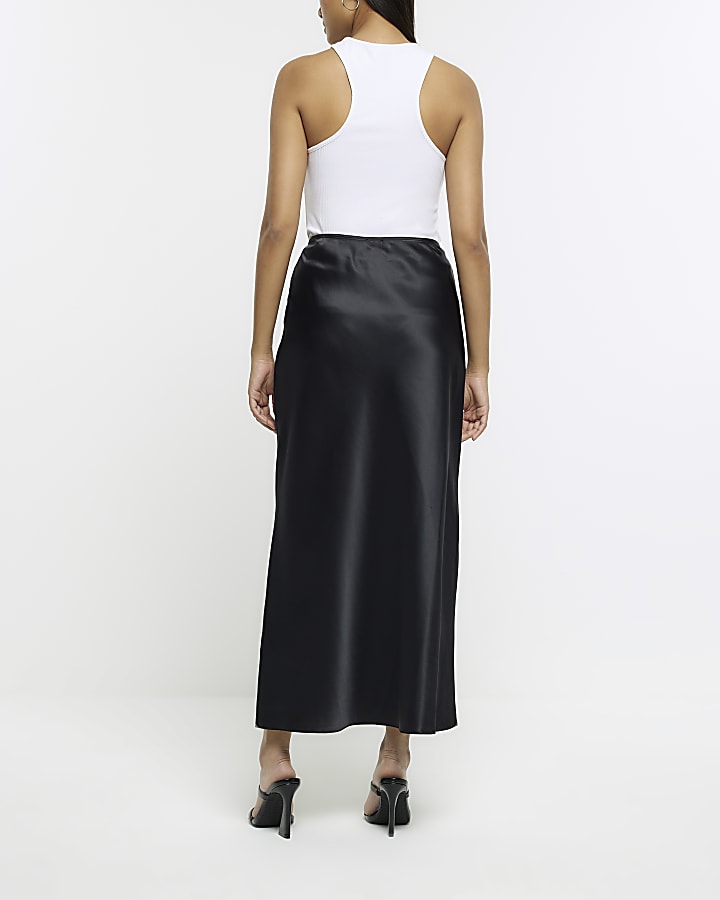 Black Satin Maxi Skirt