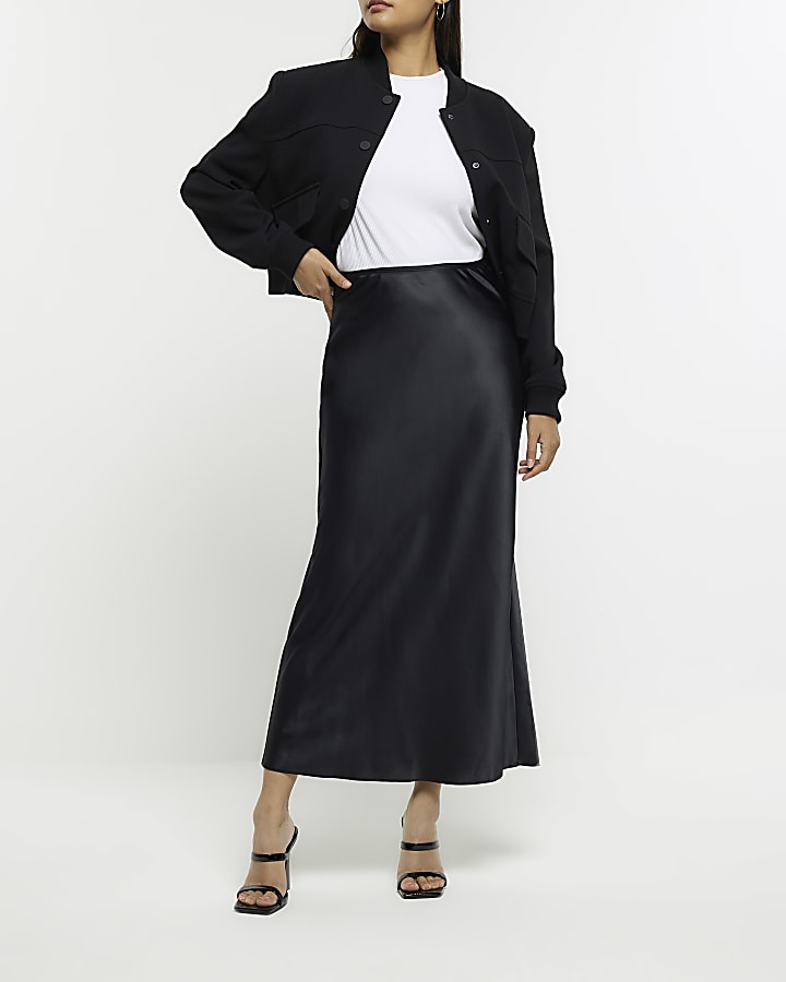 Black Satin Maxi Skirt