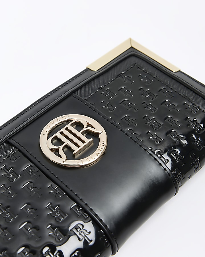 Black patent embossed RI hardware purse